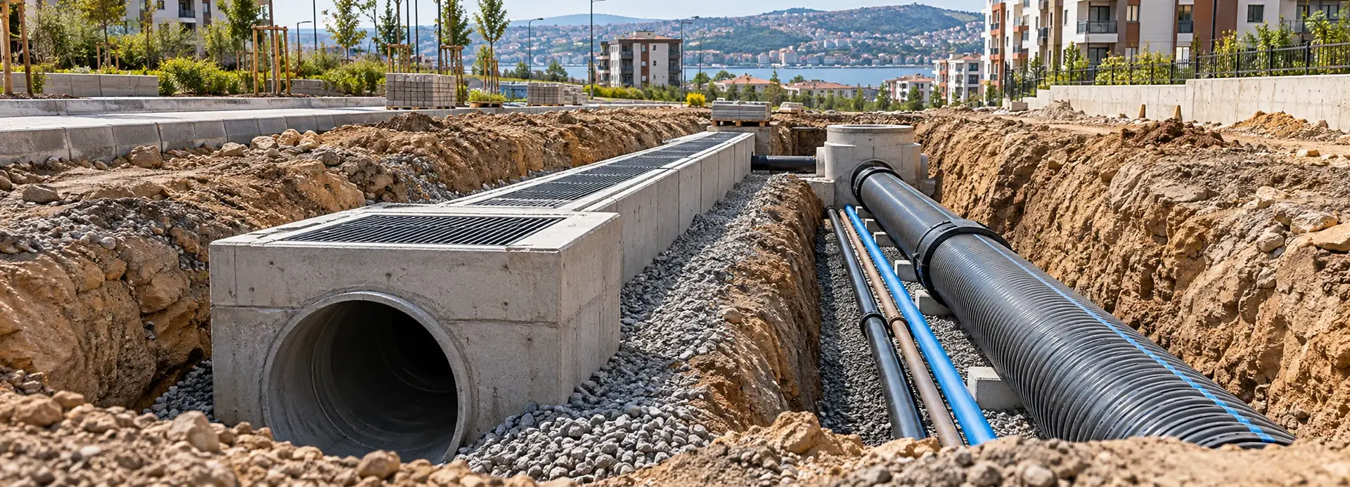 Altyapı ve dış saha, drenaj hattı uygulaması