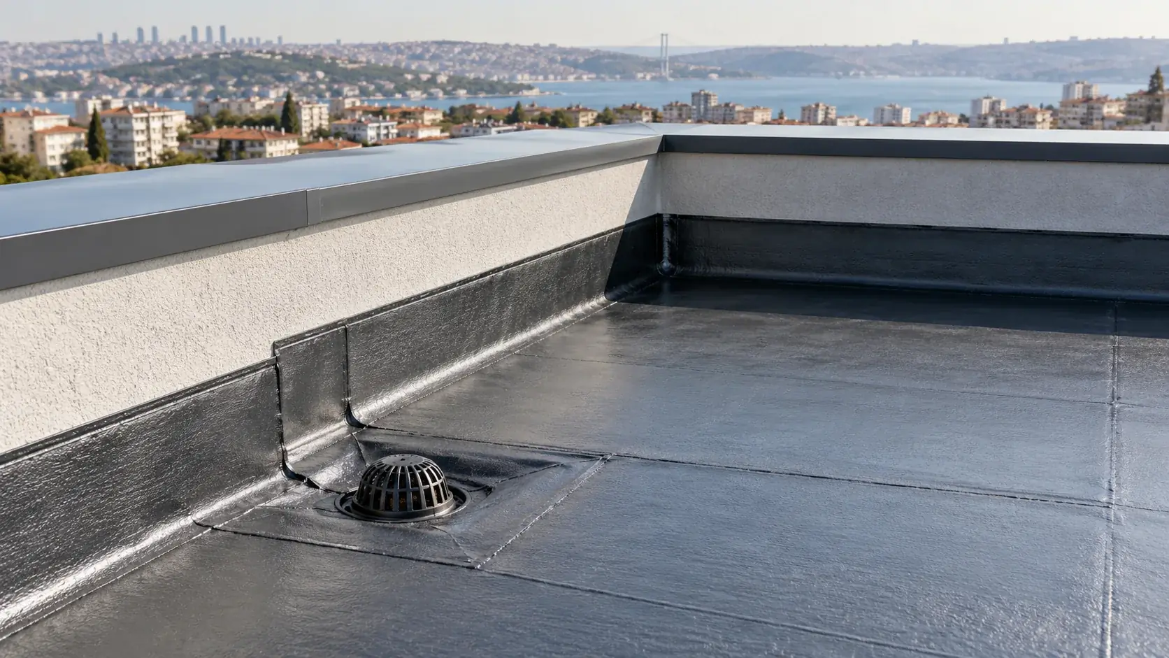 Teras zemininde su yalıtımı ve parapet dönüş detayı
